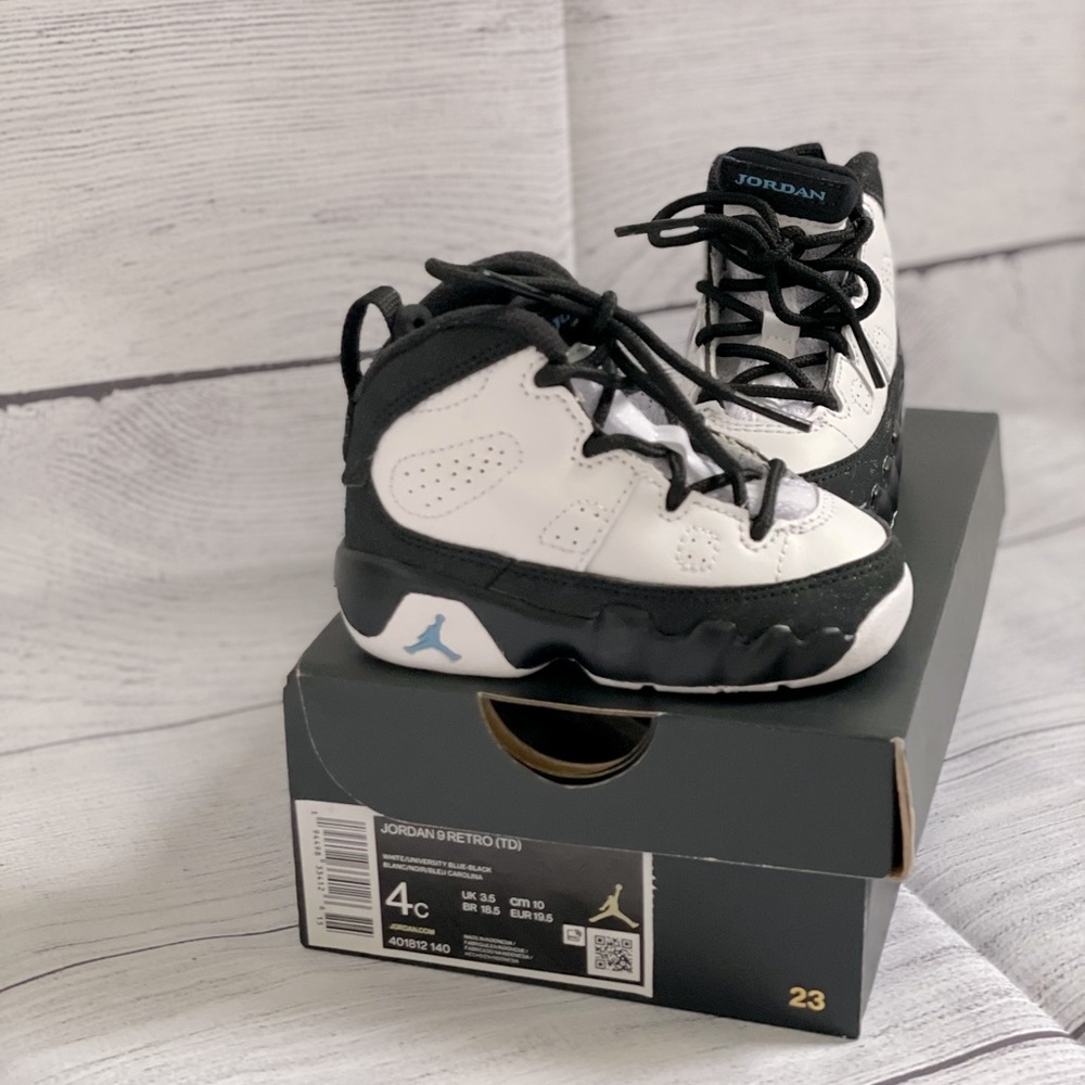 Jordan 9 Retro- “University Blue” (size 4C)